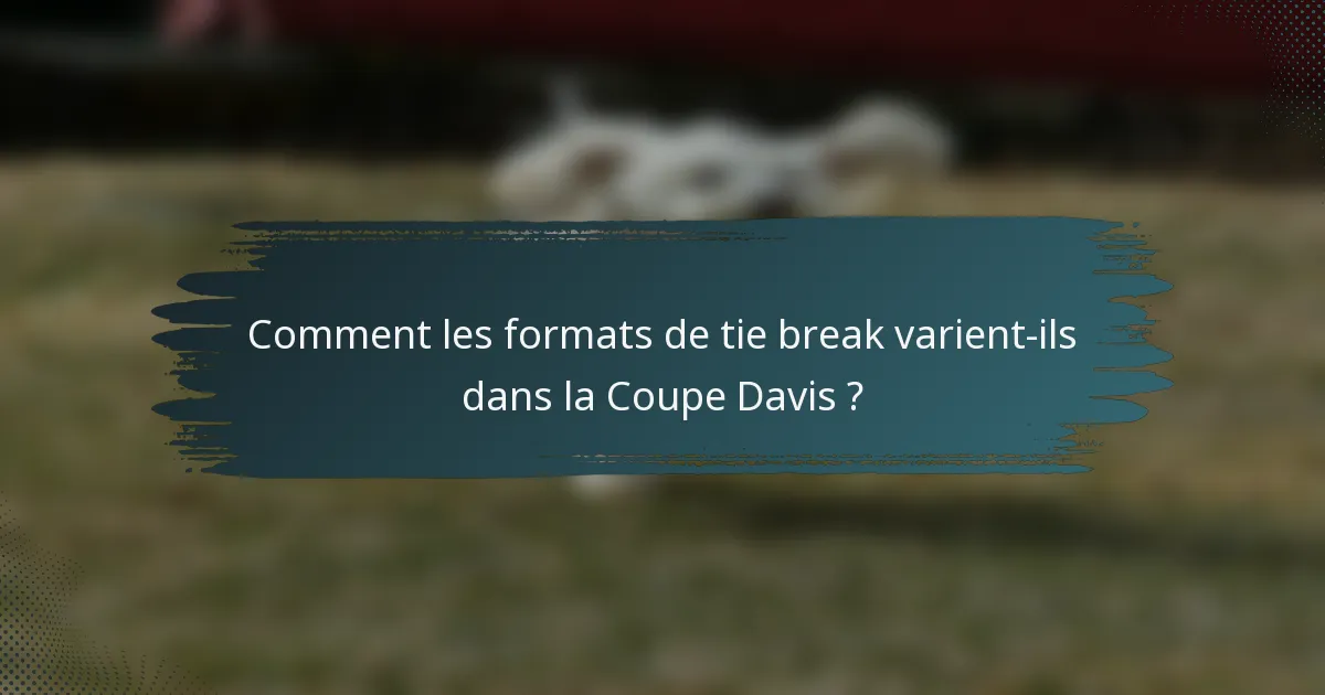 Comment les formats de tie break varient-ils dans la Coupe Davis ?