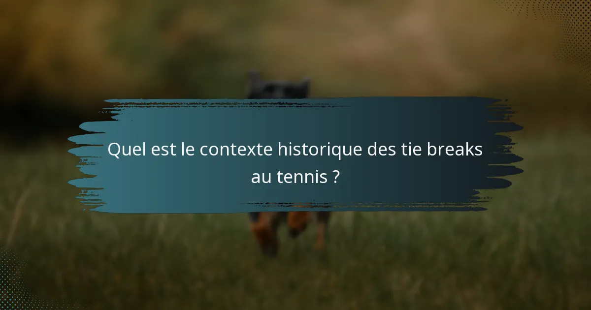 Quel est le contexte historique des tie breaks au tennis ?