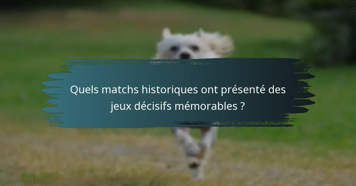 Quels matchs historiques ont présenté des jeux décisifs mémorables ?