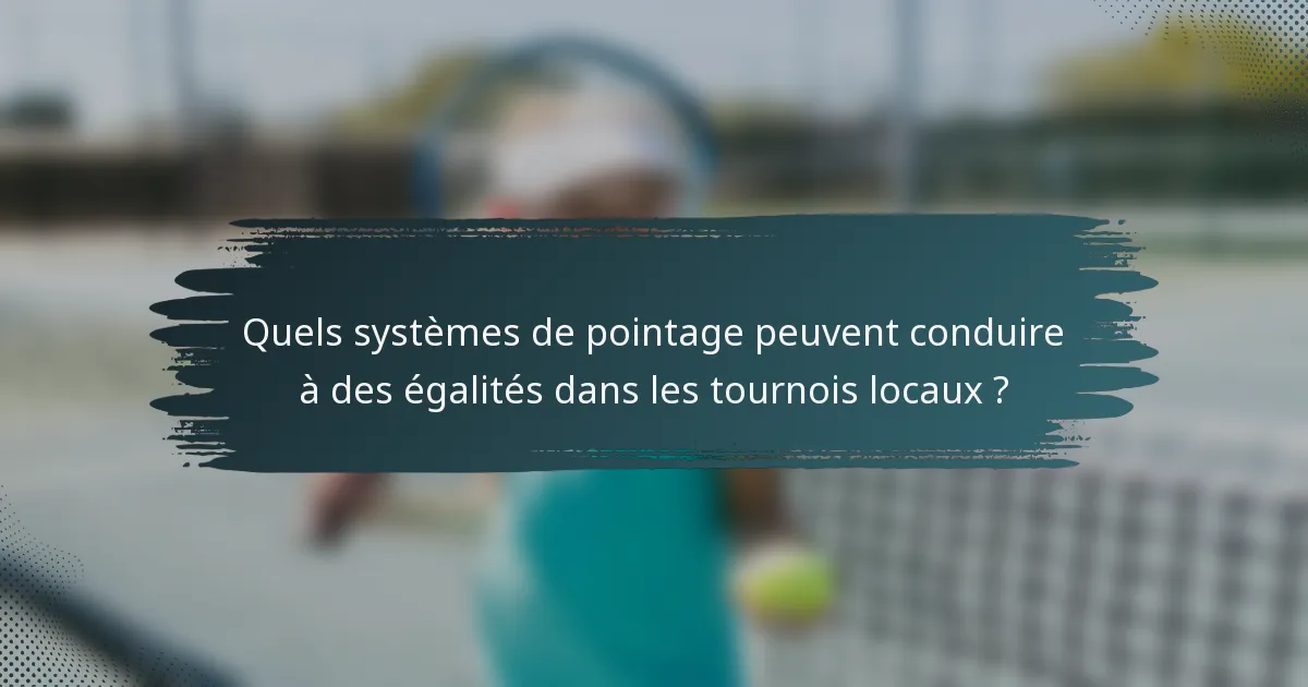 Quels systèmes de pointage peuvent conduire à des égalités dans les tournois locaux ?
